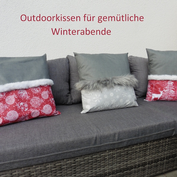 Weihnachten, Winterzauber Outdoorkissen, Weihnachtsdeko, Wintergarten, Gartendeko, Loungekissen, Deko Kissen, Winter Dekokissen