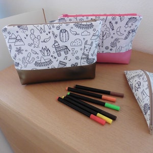 Cosmetic bag, children, gift for young and old, make-up bag, toiletry bag, wash bag incl. 6 fabric paints, toiletry bag