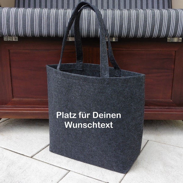 Filz Shopper personalisiert, aus recycelten Filz,  mit Wunschtext , Einkaufstasche, Handtasche