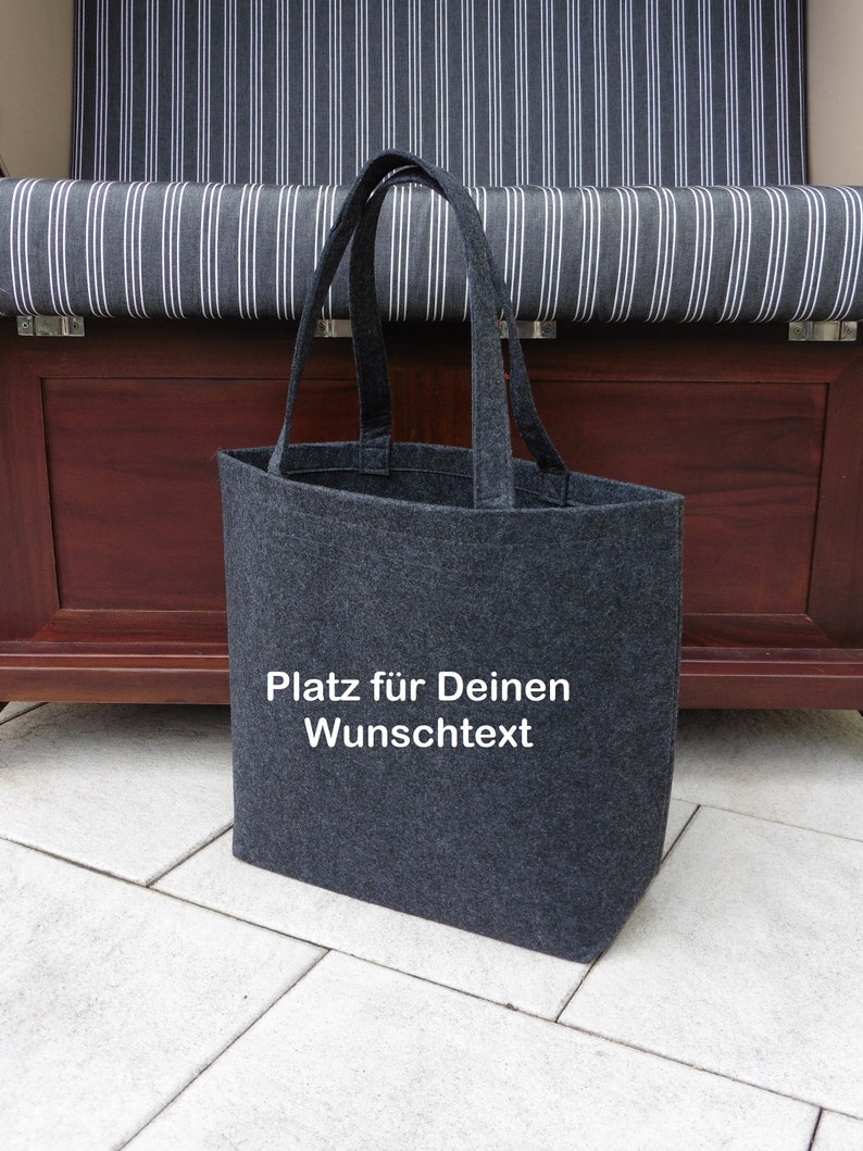Filz Shopper personalisiert, aus recycelten Filz, mit Wunschtext , Einkaufstasche, Handtasche Bild 1