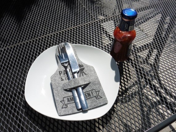 Grilldeko, Besteckhalter personalisiert, Gartenparty, Party, grillen, Grillparty, Bestecktasche, Geschenk,  Tischdekoration