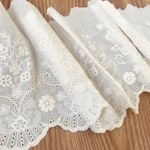 1 yards Cream Cotton Lace Trim Vintage Lace Trim Cotton Guipure Trim Lace Scalloped Lace Cotton Lace Trim by the yard
