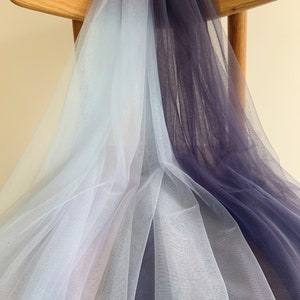 1 Meter Navy Blau Farbverlauf Regenbogen Weich Mesh Tüll Stoff sehr weich Material Dekoration Party Kleidung Tutu
