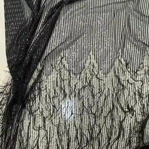 Rose Gold Luxury Ostrich Feather Mesh Lace Fabric 3D Feathers Sequin On Mesh Prom Fabric Bridal Evening Dress Quinceanera Gown Fashion Black