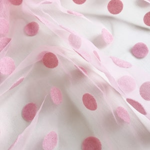 3 yards Pink Polka Dot Mesh Lace Fabric Bridal Veil Lace Wedding Bridal Dress,French Lace Fabric by the Yard