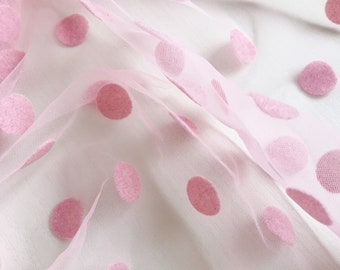 3 yards Pink Polka Dot Mesh Lace Fabric Bridal Veil Lace Wedding Bridal Dress,French Lace Fabric by the Yard