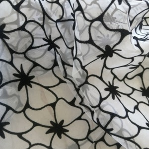 Mesh Fabric With Black Flocking Fashion Print Tulle Fabric Wedding Decora Cloth Sewing Girl Princess Dress Fabric