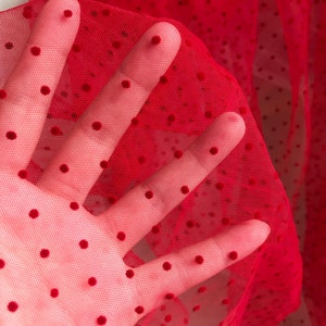 1 yard Red Polka Dots Tulle Lace Fabric For Tutu Dress Bridal Veil Purple Off White Grey