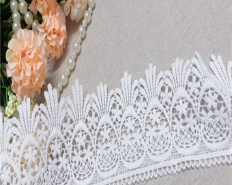 5 yards Off White Cotton Lace Trim Coton Lace Trim With Floral, Doily Coton Eyelet Lace Trim