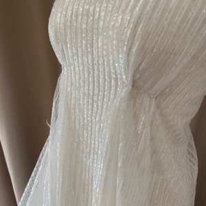 Rose Gold Luxury Ostrich Feather Mesh Lace Fabric 3D Feathers Sequin On Mesh Prom Fabric Bridal Evening Dress Quinceanera Gown Fashion image 8