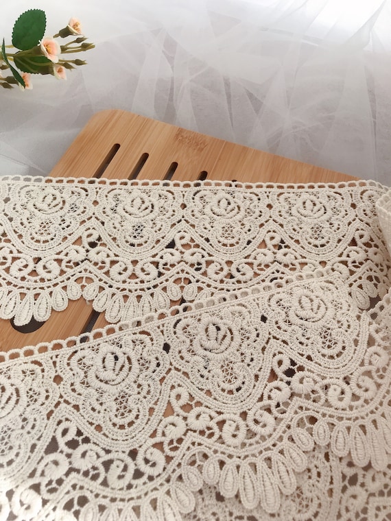 Cream cotton lace trim deals