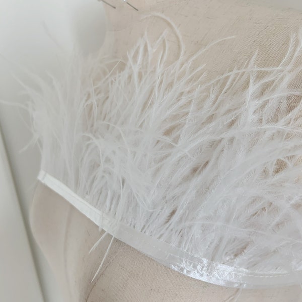Off White Plume de plume d’autruche Trim 8-10cm Plumes de coupe élégantes pour robe de soirée