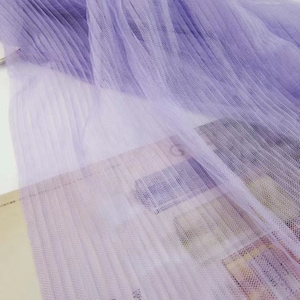 2 yards Lavender Pleated Tulle Panel Lace Fabric Accordion Pleats Mesh Fabric Vertical Crease Ruffled Tulle Fabric
