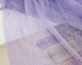 2 yardas Lavanda Plisado Tul Panel Encaje Tela Acordeón Pliegues Malla Tela Pliegue Vertical Volante Tul Tela