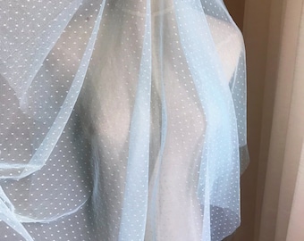 1 yarda bebé azul malla encaje tela con puntos bridal velo encaje vestido novia novia, tela de encaje francés cortado a medida