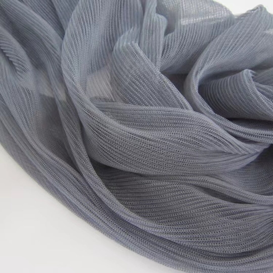 2 Yards Gray Pleated Mesh Lace Fabric Crumpled Tulle Net Fabric for ...