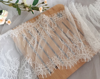 3Meters/Lot Off White Eyelash Lace Trim Embroidered Hollow Lace for Victorian Gowns, Costume, Mantilla, Jewelry Design
