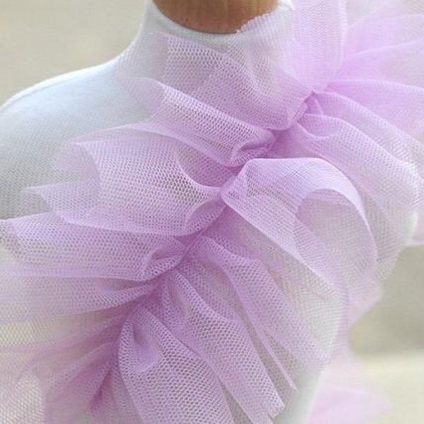10 Meter Lavendel Rüschen borte für Tutu Kleid Plissee Mesh Besatz Puppenkleid Stoff Hochzeit Dekor, 10 cm Breite