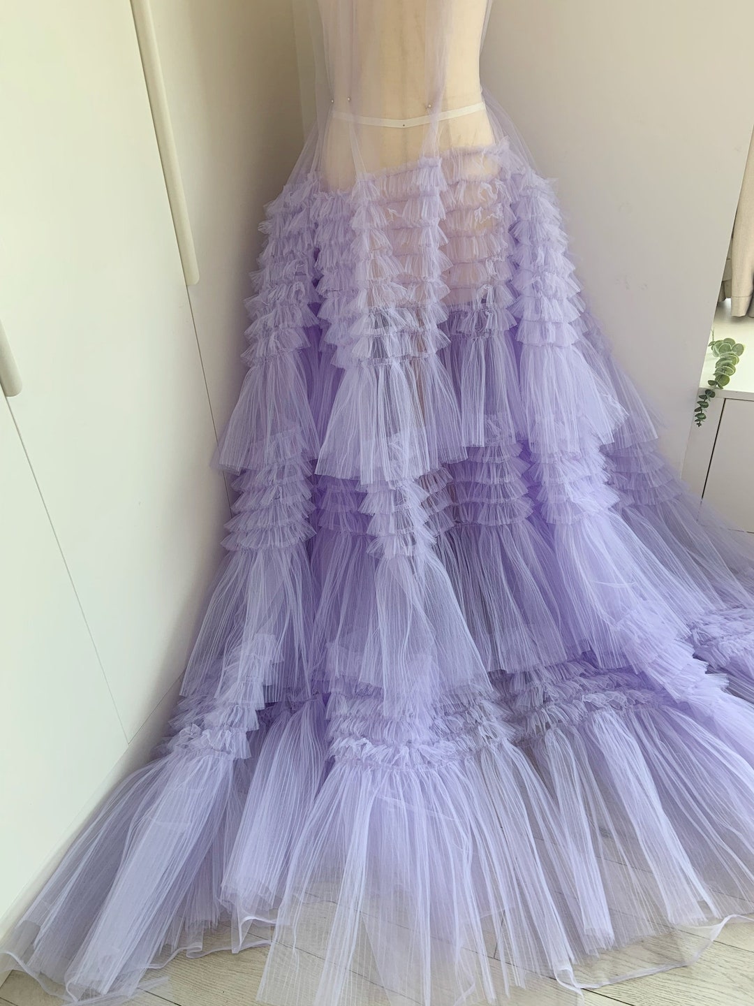 Purple 3D Ruffle Fabric for Cake Dress Bridal Dress Fabric Green ...
