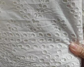 1 yard Cotton Lace Trim Embroidered Eyelet Lace Trim  With Hollowed Out Floral