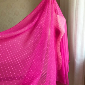 1 yard Hot Pink Dotted Mesh Lace Fabric Jacquard Mesh Fabric Wedding Fabric For Sewing Dress And Girl‘s Tulle Skirt