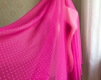 1 yard Hot Pink Dotted Mesh Lace Fabric Jacquard Mesh Fabric Wedding Fabric For Sewing Dress And Girl‘s Tulle Skirt