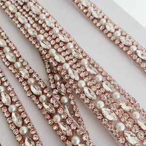 Gold Rhinestone Trim by the Yard Bridal Trim Luxury 