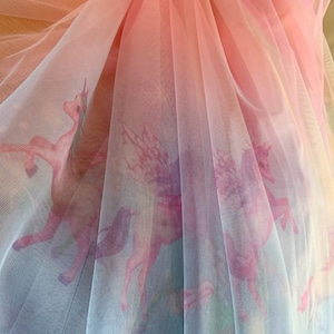 Colorful Tulle Lace With Unicorn Airy Mesh Fabric For Wedding Veil Bridal Dress Flower Girl Dress