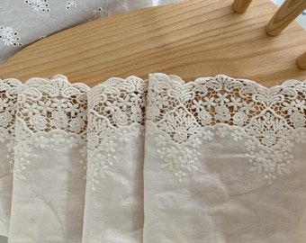 1 Yard Off White Cotton Lace Trim  Eyelet Cotton Trim Embroidery Scalloped Cotton Eyelet Lace Trim