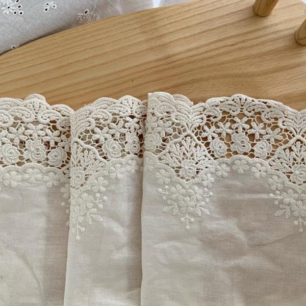 1 Yard Off White Cotton Lace Trim Garniture en coton à œillets Broderie Garniture en dentelle à œillets en coton festonné