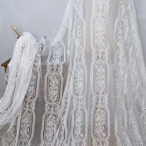 3 Yards Off White Soft Chantilly Lace Fabric French Eyelash Lace Fabric For Wedding Gown Boho Dress 150cm width