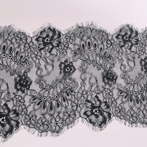 3Meters/Lot Black Lace French Chantilly Eyelash Lace Fabric For Wedding Cap Bridal Veils Gowns NW2022