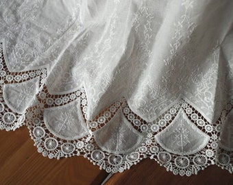 1 yard Eyelet Cotton Fabric by the Yard,Embroidered Eyelet Cotton Fabric, High Quality Cotton Fabric with Flower Embroidery