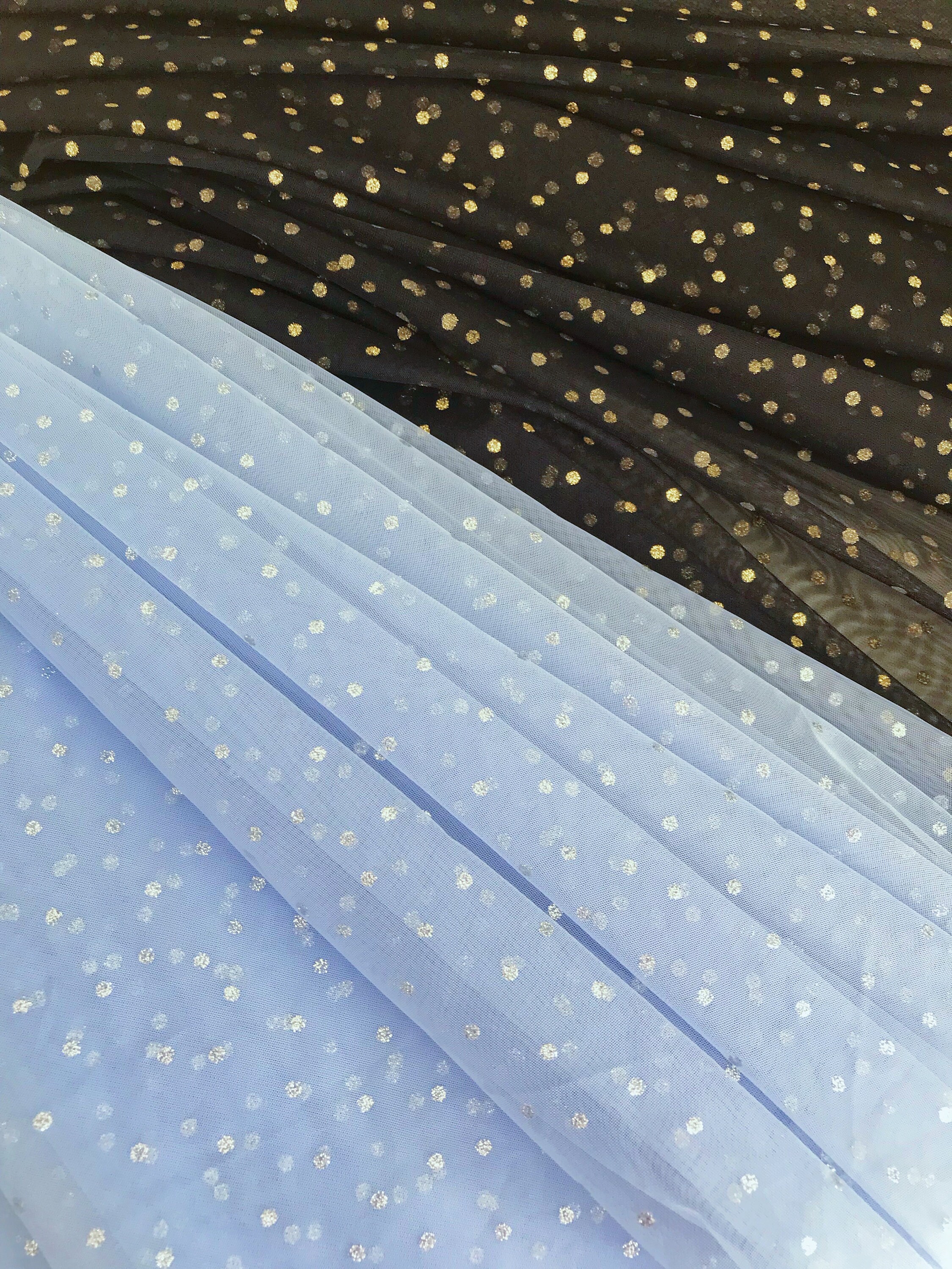 Ocean Blue Glitters Glued Wave Pattern Mesh Fabric - OneYard