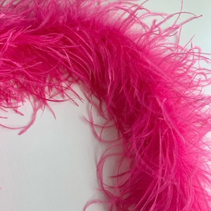 2 yards Fluffy Ostrich Feathers Trim Fringe Wedding Party Decoration Feather Ribbon for Dress Clothing Sewing Crafts Hot Pink
