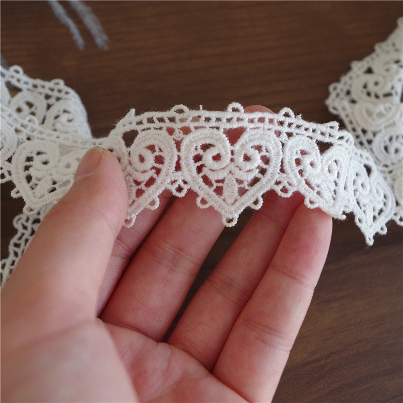 10yards beautiful double heart-shaped White lace ribbon 45MM lace