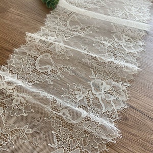3 Meters Chantilly Lace Trim Eyelash Lace Fabric French Lace Extra Wide Scalloped lace