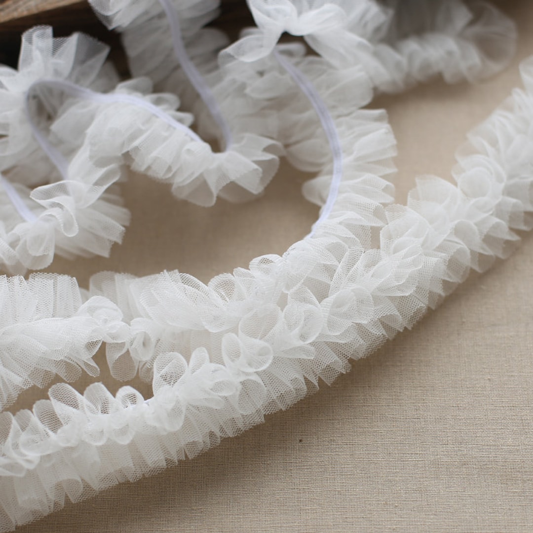 10 Yards off White Elastic Lace Ruffled Trim for Tutu Dress Doll Dress ...