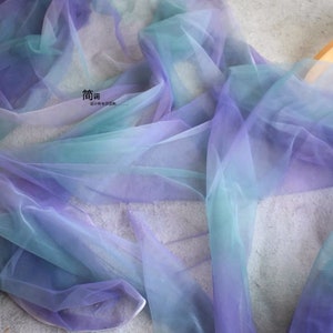 1 yard Blue And Purple Gradient Rainbow Soft Mesh Tulle Fabric Very Soft Material Decoration Party Clothing Tutu