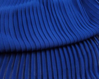 2 yards Royal Blue Pleated Chiffon Fabric Dress Chiffon For Garments Decoration Crafts