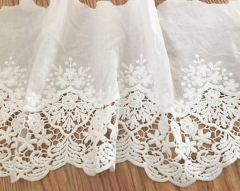 3 yards Cream Cotton Embroidered Lace Fabric Cotton Guipure Lace Fabric, 2021 new arrival