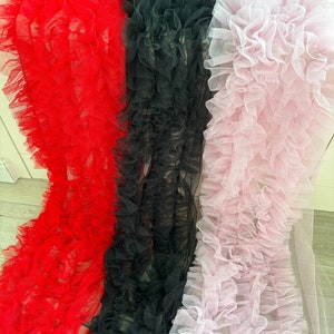 28cm Red Ruffle Lace Trim Lyrical Dance Pleated Trims For Dolls Clothes Dress Sewing Decor
