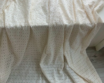 Ivory 100% Cotton Lace Fabric Embroidered Eyelet Cotton Lace Fabric for Dress,Clothes,By the Yard