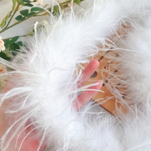 2 yards Off White Soft Ostrich Feathers For Decoration, Bridal Wear, Evening Gowns