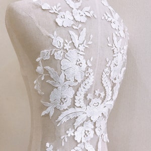 1 piece Off White Large Bridal Lace Applique Bridal Applique Bridal Dress Applique Wedding Lace Applique