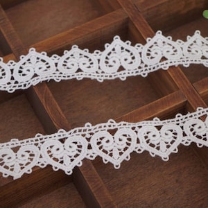 5 yards 100% Cotton Lace Trim With Heart Crocheted Scalloped Lace Trim
