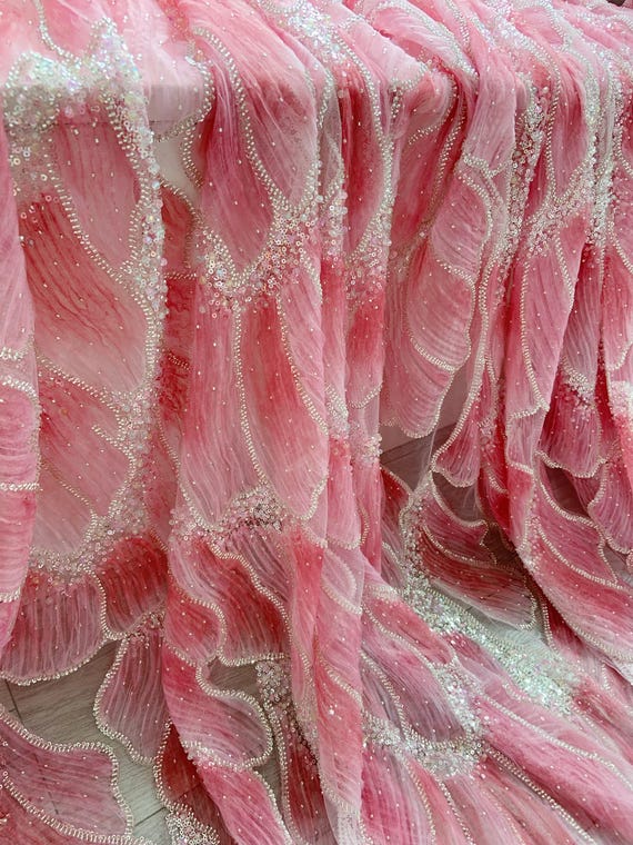 1 Yard Pink Clothing Lace Beaded Embroidery Branch Strips Fabric Wedding  Dress Children's Clothing Lace Fabric Accessories DIY - Etsy Israel