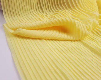 2 yards Yellow Pleated Chiffon Fabric Dress Clothes Cloth Materials Sewing Craft