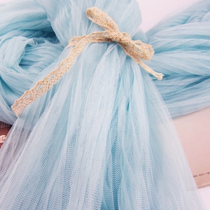 2 Meter Baby Blau Plissee Mesh Stoff Kleid Tüll für Kleidungsstücke Dekoration Kunsthandwerk
