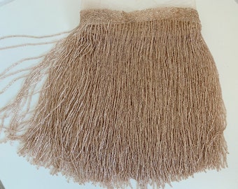 2 Yard Dangling Beaded Trim Rose Gold Tassel Crystal Fringe Lace Trim for Bridal Dress Belt Belly Dance Costumes Curtain DIY Home Decor